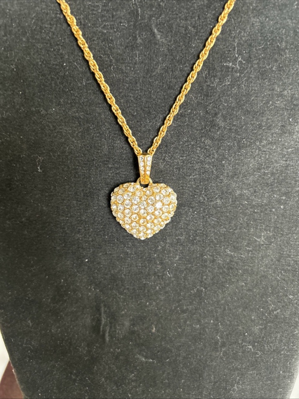 Monet Gold Heart Pavé Crystal Pendant Necklace
